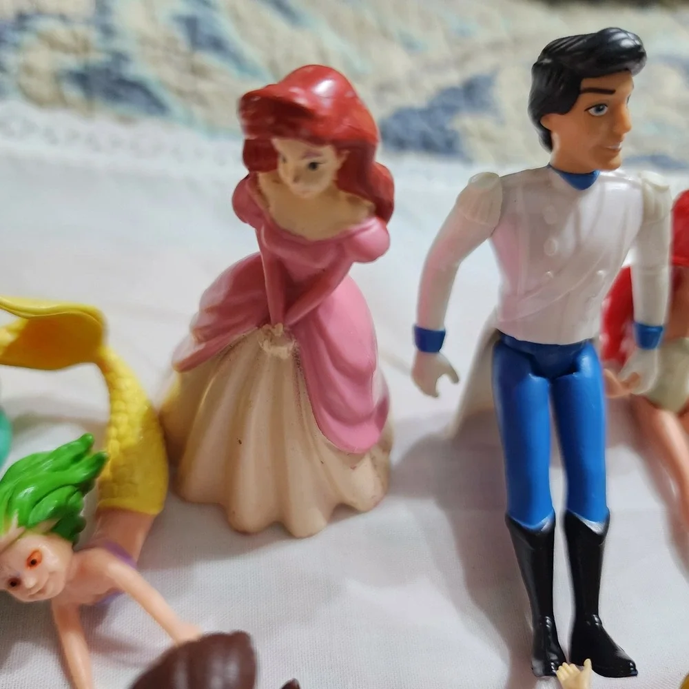 Disney The Little Mermaid Figure Lot Ariel King Triton Prince Eric Sisters Duck